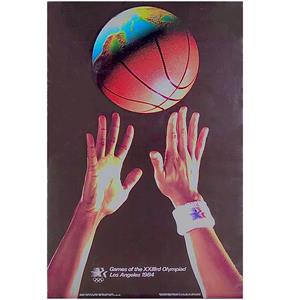 激レア★'84 ロサンゼルスオリンピック　公式バスケットボール　Olympic original 1984 Los Angeles LA Olympic Games 22x34 Basketball poster