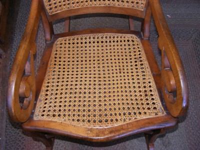 Antique Wood Lincoln Rocker Rocking Chair w/ Caned Seat & Back | eBay