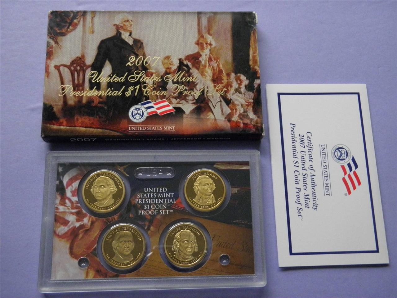 2007 S U.S Mint President 4 coin Proof set with original mint packaging and COA