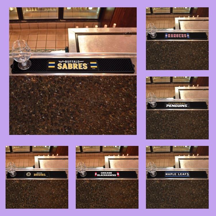 Nhl Licensed Bar Pub Rubber Drink Mat Coaster Rail Spill Drip Mat