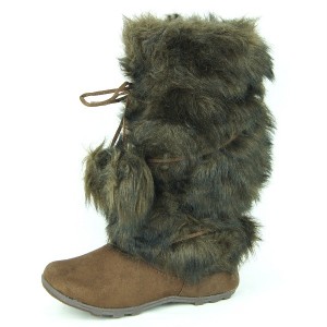 Women's Winter Mid-Calf Fur Flat Boots, Mukluk, Eskimo, Brown 6-11US | eBay