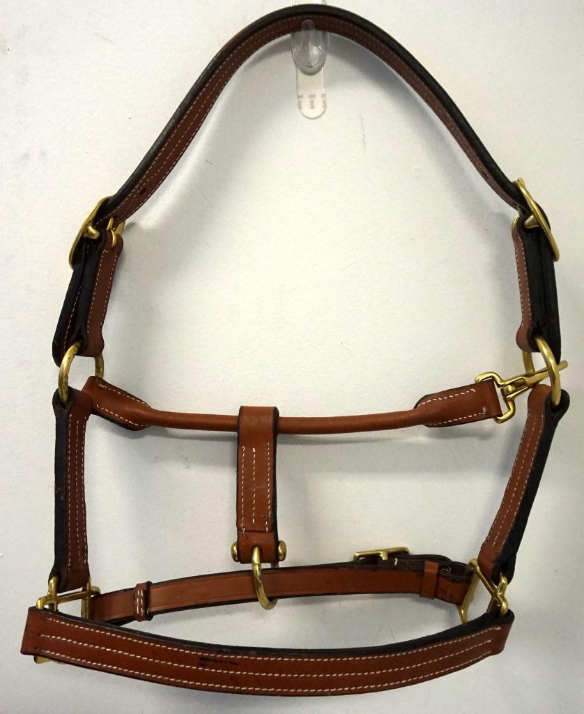 Quality Triple stitch Track Leather Halter WB XL Horse-Black Tan Brown CLEARANCE 