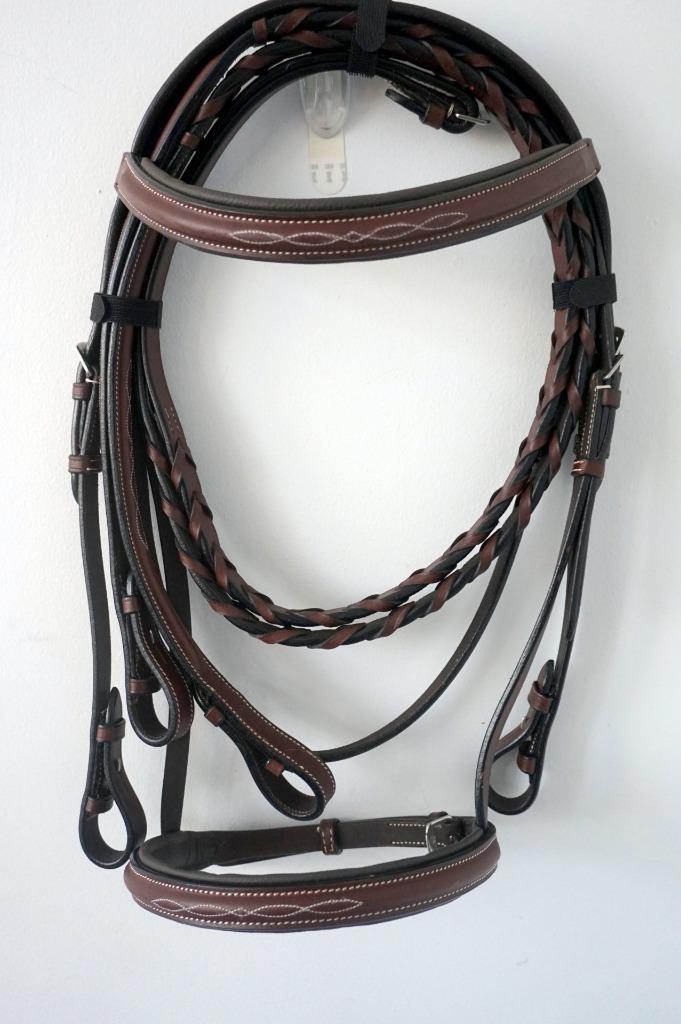 Oak Brown English Hunter Bridle Leather laced Reins- Inward hooks Full -NO FLASH
