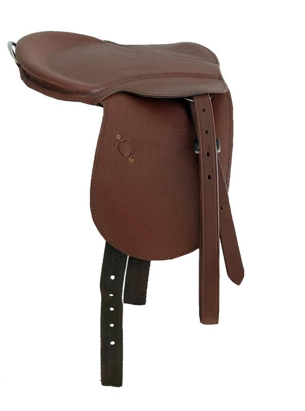 Silla de montar completa marrón tostado de 9" (mediana ~ grande) caballo mecedor con palanquillas y cueros - Imagen 3 de 3