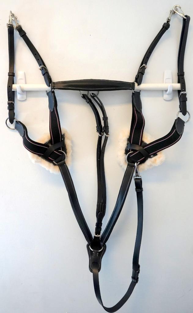 Eco 5 Point Full H Elastic Breastplate Martingale Running Attachment Black Brown