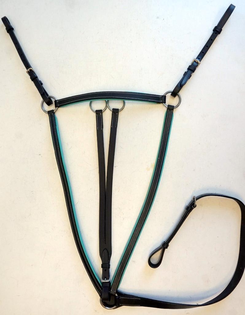 Placa de pecho Martingala para correr accesorio acolchado negro/marrón/verde azulado caballo completo - Imagen 5 de 5