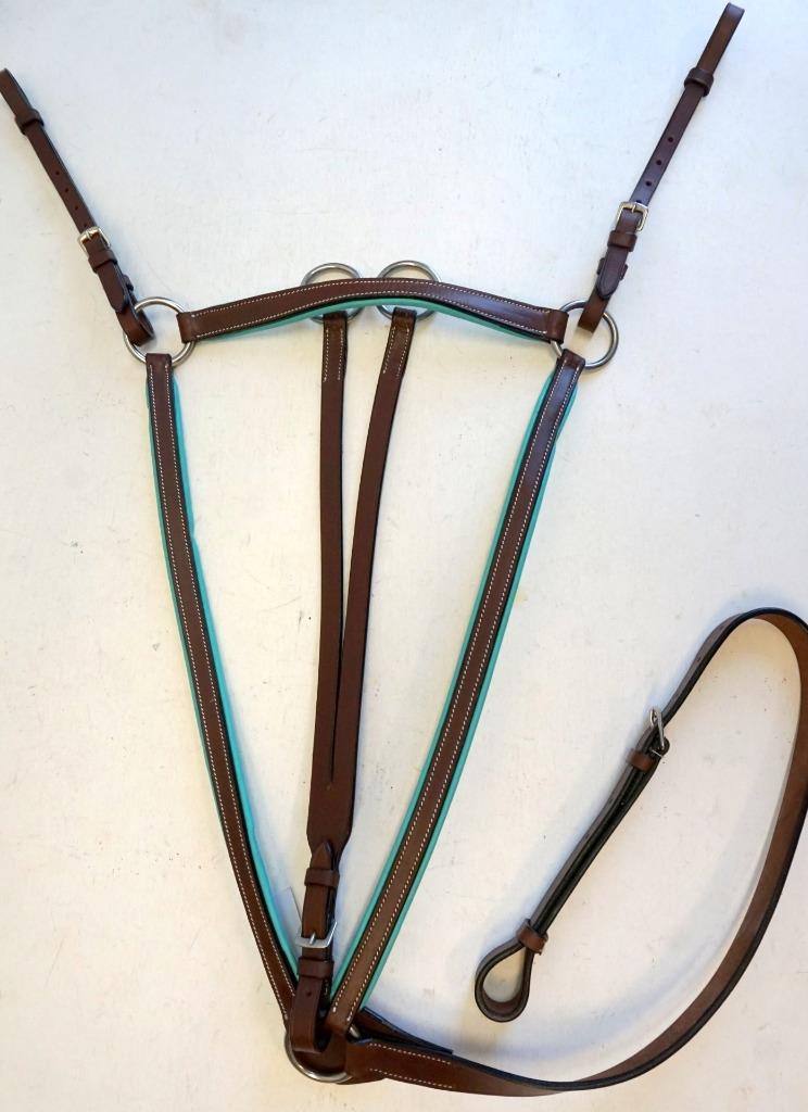 Placa de pecho Martingala para correr accesorio acolchado negro/marrón/verde azulado caballo completo - Imagen 4 de 5