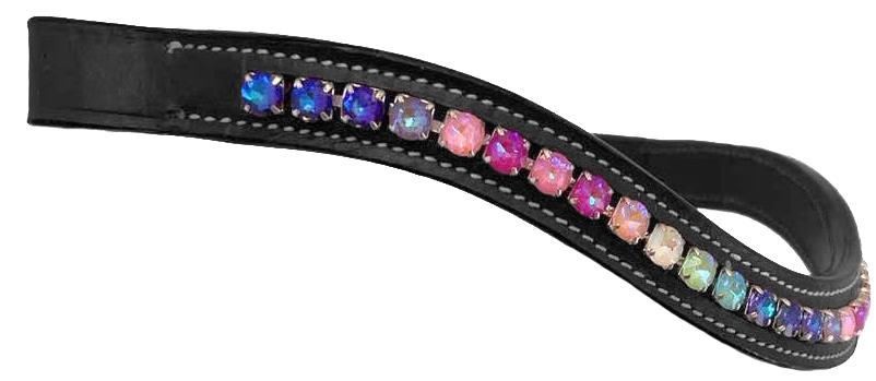 Bedazzled Bling WAVE Browband For English Bridle XL FULL COB PONY Rainbow pastel