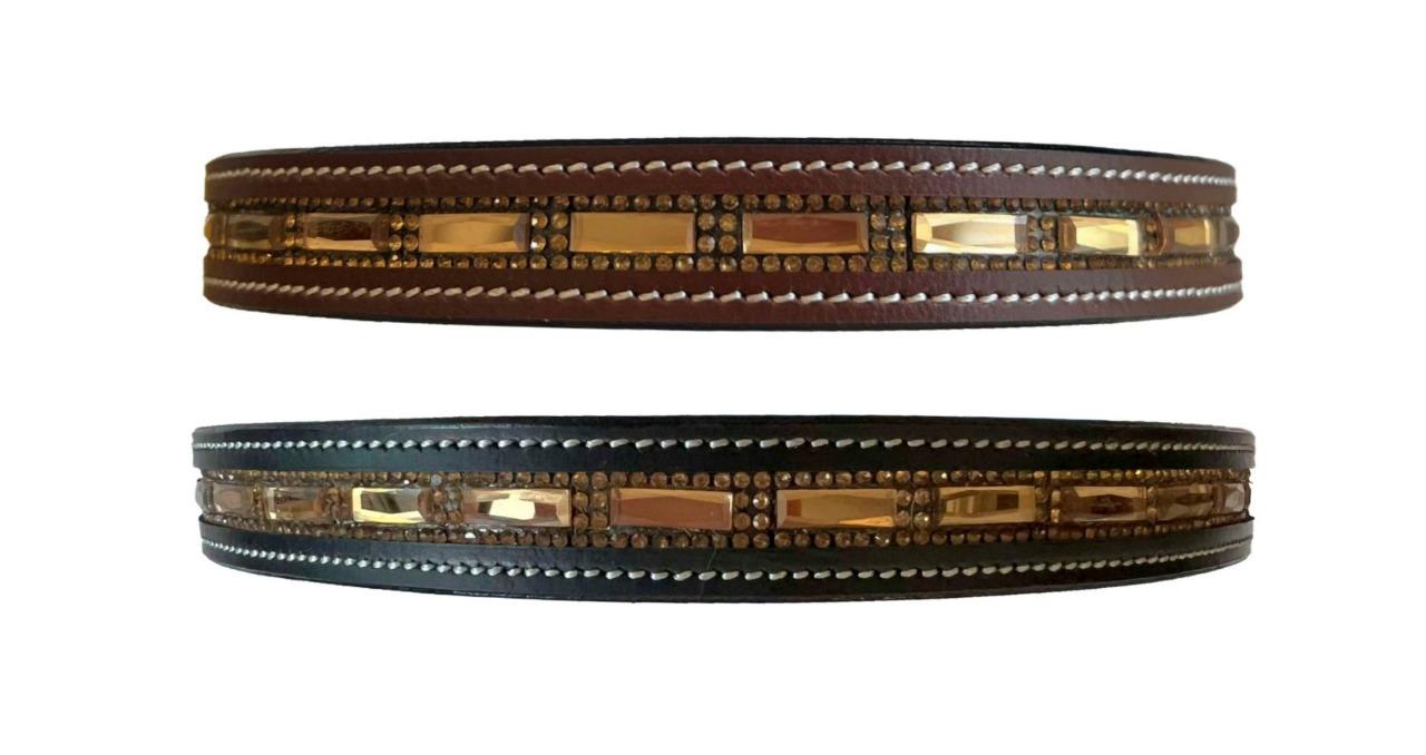Bedazzled Topaz/ Black Bling Non-Padded Browband For English Bridle FULL/ COB