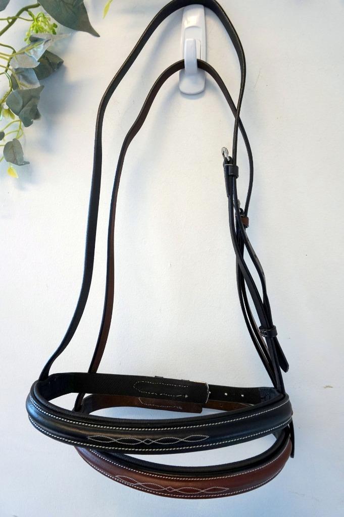 Cavesson Noseband for English Bridle Full/Cob, Fancy Stitch or Crystal