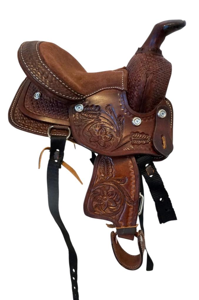 Costume souvenir giocattolo cane sella marrone western 7" rosa marrone sedile nero - Foto 4 di 4
