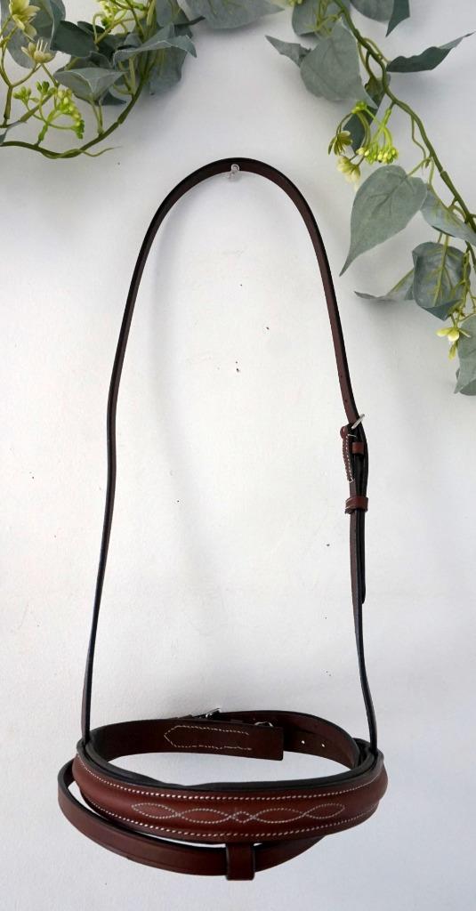 Cavesson Noseband For English Bridle COB/ FULL Fancy Stitch w/Flash Brown/Black