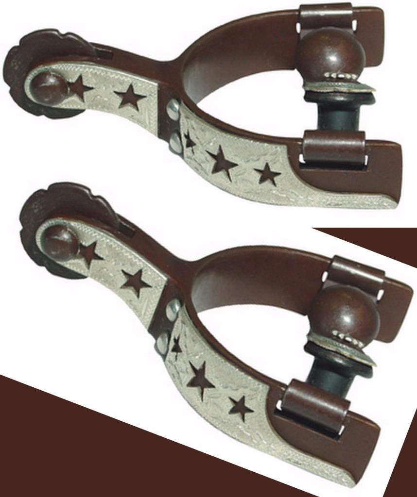 English Spurs Kelly Silver Star Navajo Overlay Spurs Bull Riding Spurs