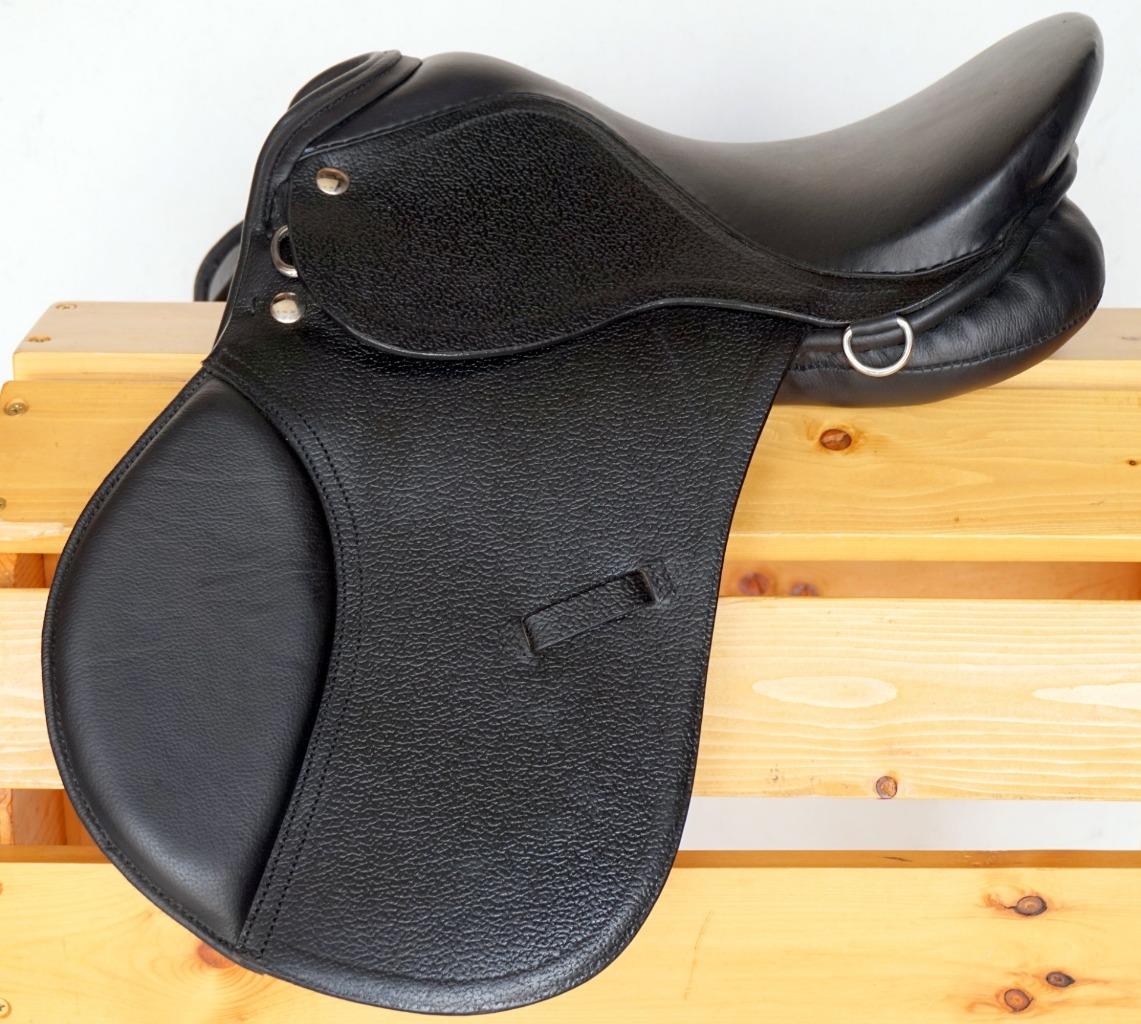 Selle achats de chasse événementielle anglaise AP noire 14 pouces option O/Bride-Full Cob Poney Lthrs + fers