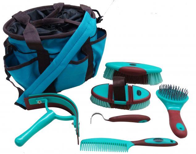 Kit De Toilettage Pour Poney/cheval – Showman – 6 Pièces Avec Sac – Neuf
