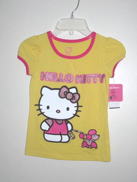 Hello Kitty Girl Yellow Pink Glitter Shirt 6 New | eBay