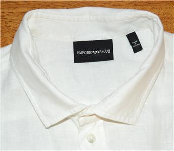 Emporio Armani XXL 3XL 100% Linen solid white long sleeve