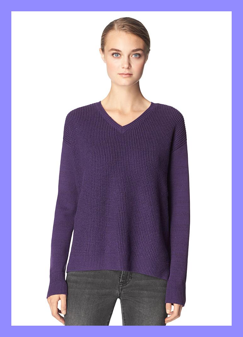 Calvin Klein Jeans ~ Textured Lurex Women's V-Neck Sweater $80 NWT | eBay