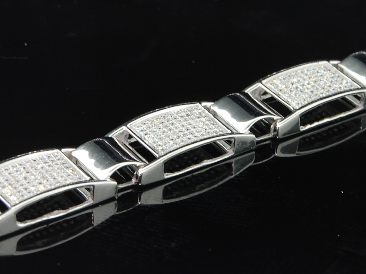 mens 10k white gold 2 50 ct genuine diamond bracelet pave tennis
