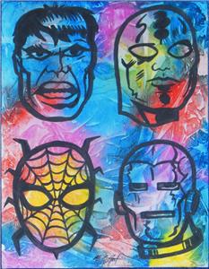 Marvel Comics Original Art Painting Jack Kirby Style Acrylic On