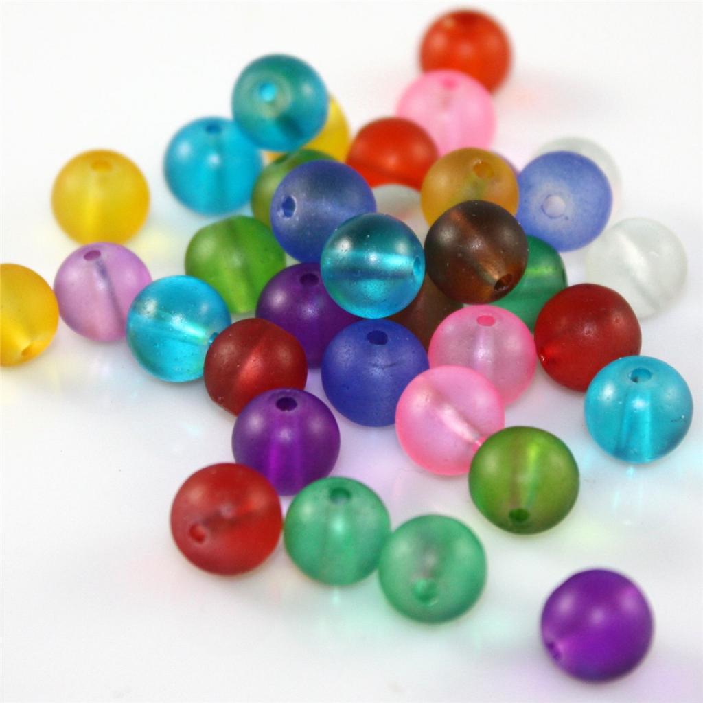 20 COLOUR CHOICE TOP QUALITY ROUND CRYSTAL FROSTED GLASS BEADS 4mm 6mm ...