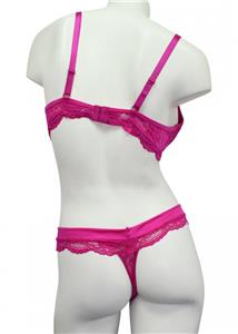 hot pink lace bra and panty set