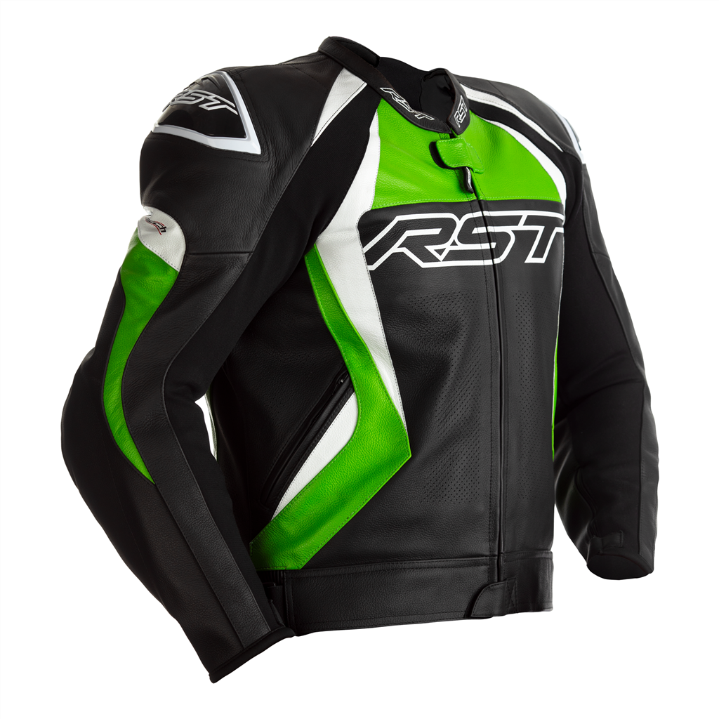 RST 2357 Tractech Evo 4 Leather Motorcycle Jacket Black Green Brand New eBay