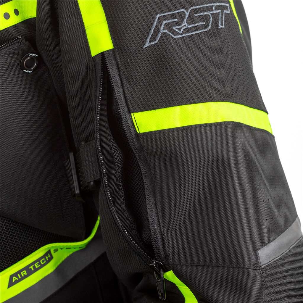 RST 2361 Maverick CE Mens Textile Motorcycle Jacket Black Neon Yellow
