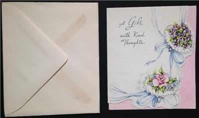 Vintage 1940 S Unused Small Wedding Gift Card With Envelope Bouquets Diecut Ebay