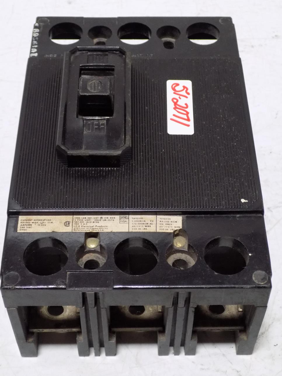 ITE QJ3 QJ3-B150 3 pole 150 amp circuit breaker QJ3B150 Gould