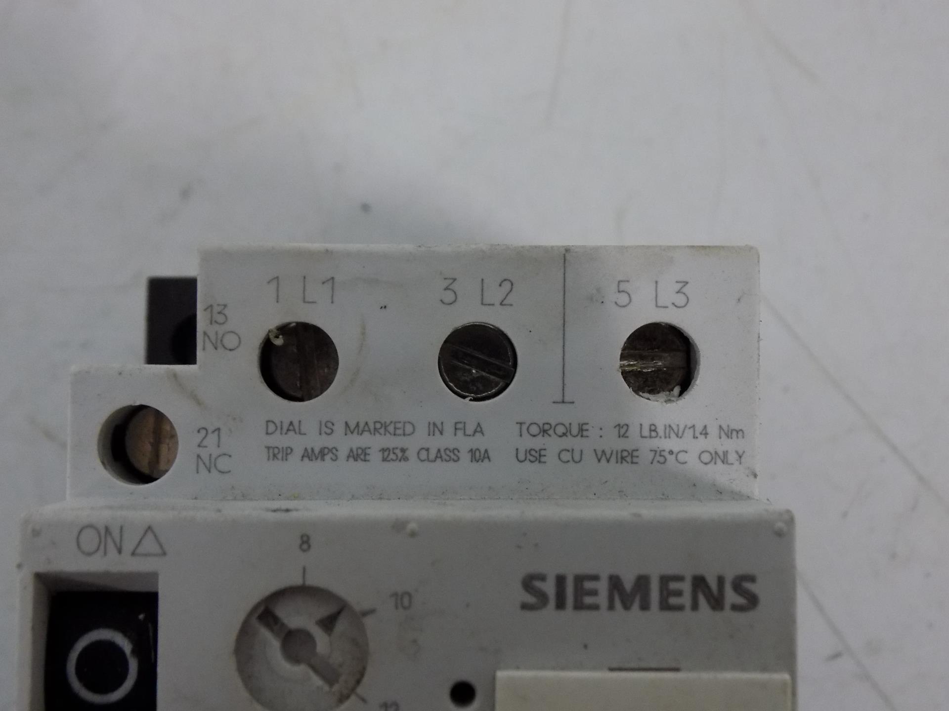 SIEMENS OVERLOAD RELAY 3VU13001NL00 eBay