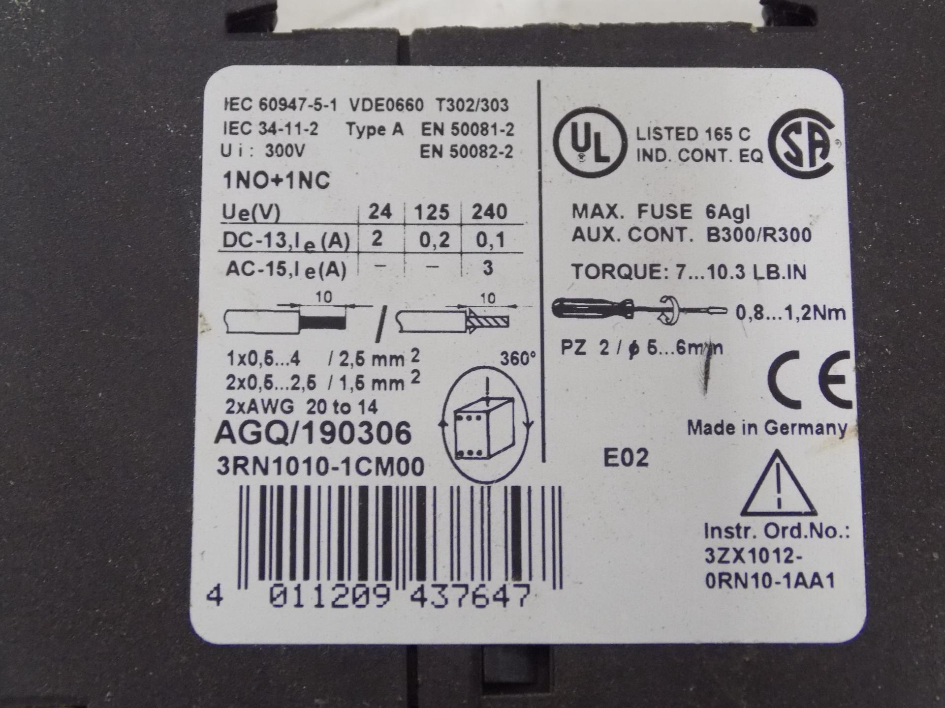 SIEMENS SIRUS 3R RELAY 3RN1010-1CM00