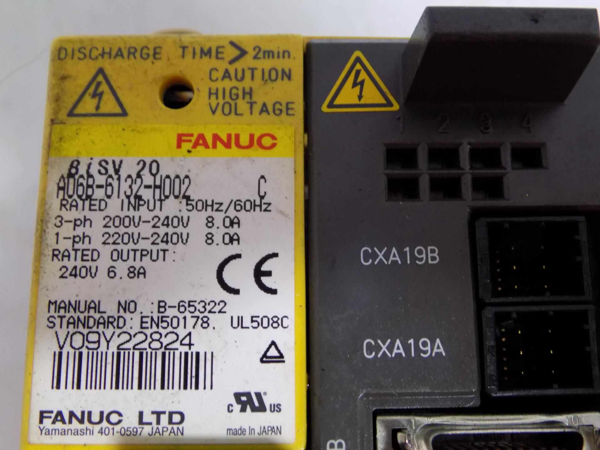 Fanuc Bisv 20 Servo Amplifier A06b 6132 H002 Mlz Ebay