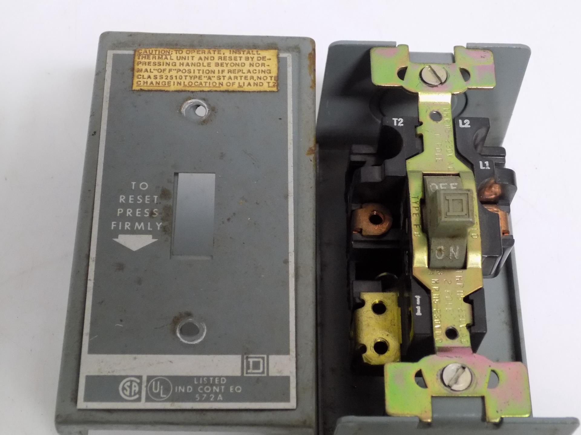 SQUARE D 2 POLE MOTOR STARTER SWITCH 2510 F01 eBay