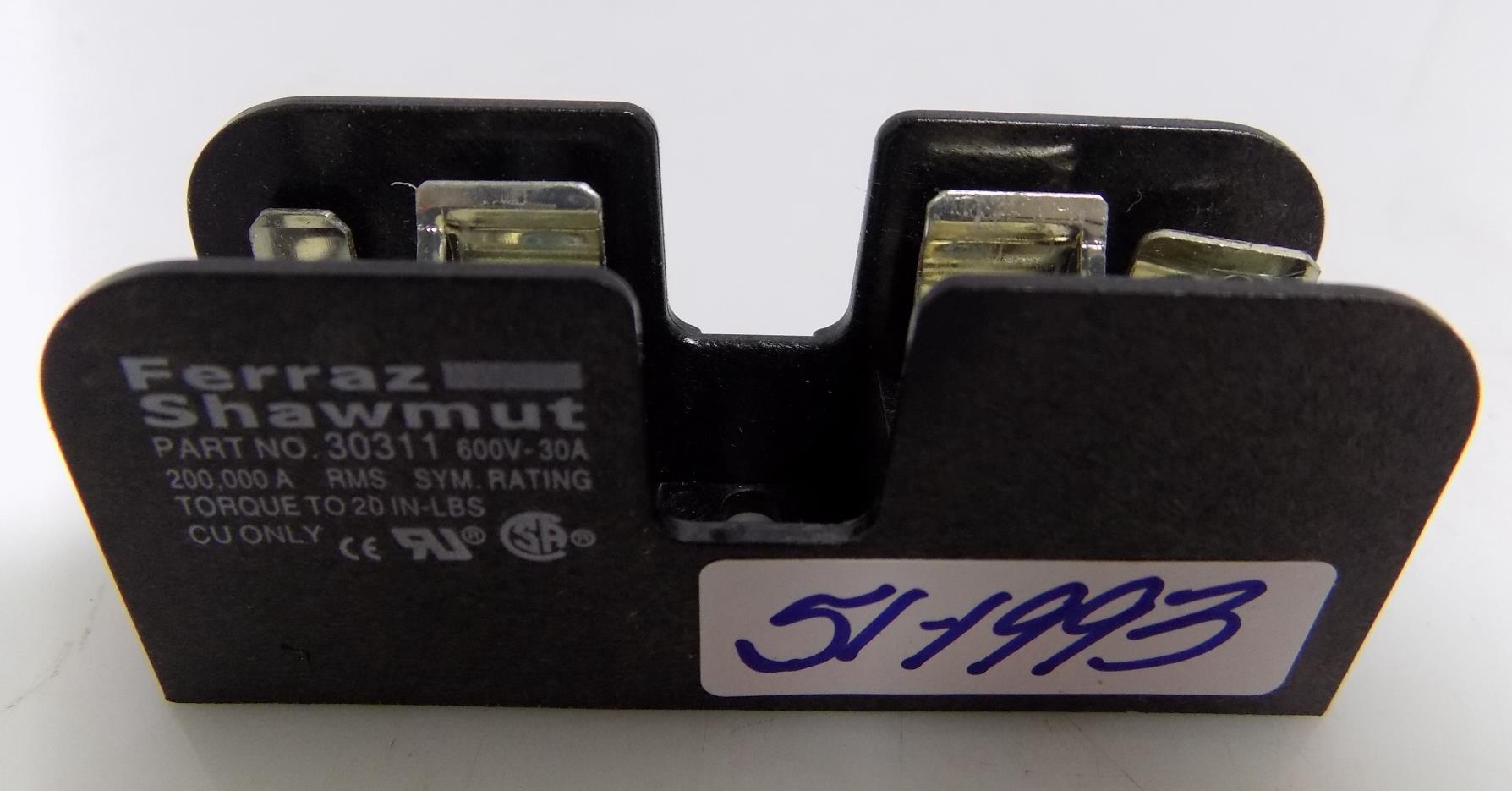 FERRAZ SHAWMUT 30A 600V 1P FUSE BLOCK 30311 *LOT OF 2* eBay