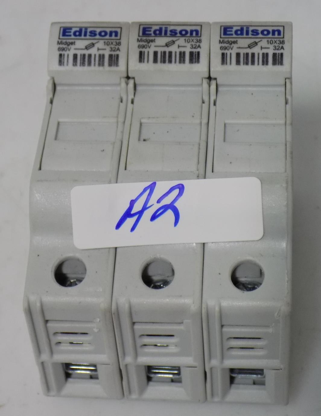 EDISON 32A 690V 3P MIDGET FUSE HOLDER 10X38 eBay