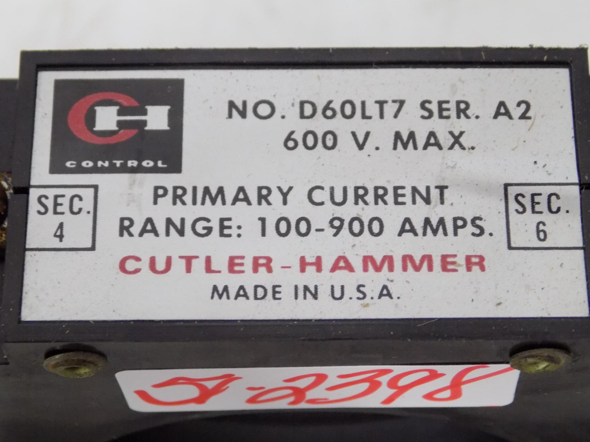 CUTLER-HAMMER 600V CURRENT TRANSFORMER D60LT7 SERIES A2 | eBay
