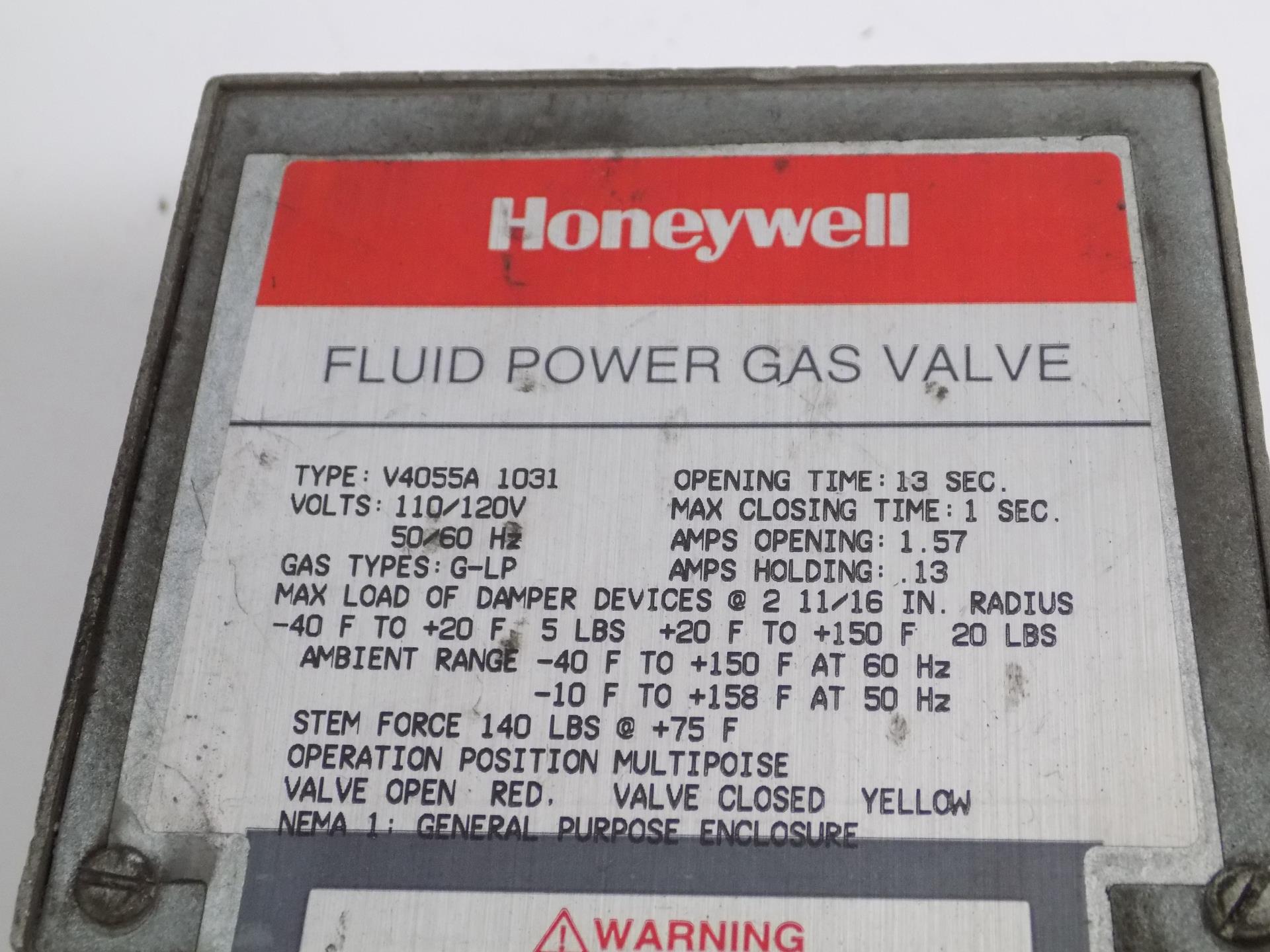 HONEYWELL FLUID POWER GAS VALVE V4055A 1031 eBay