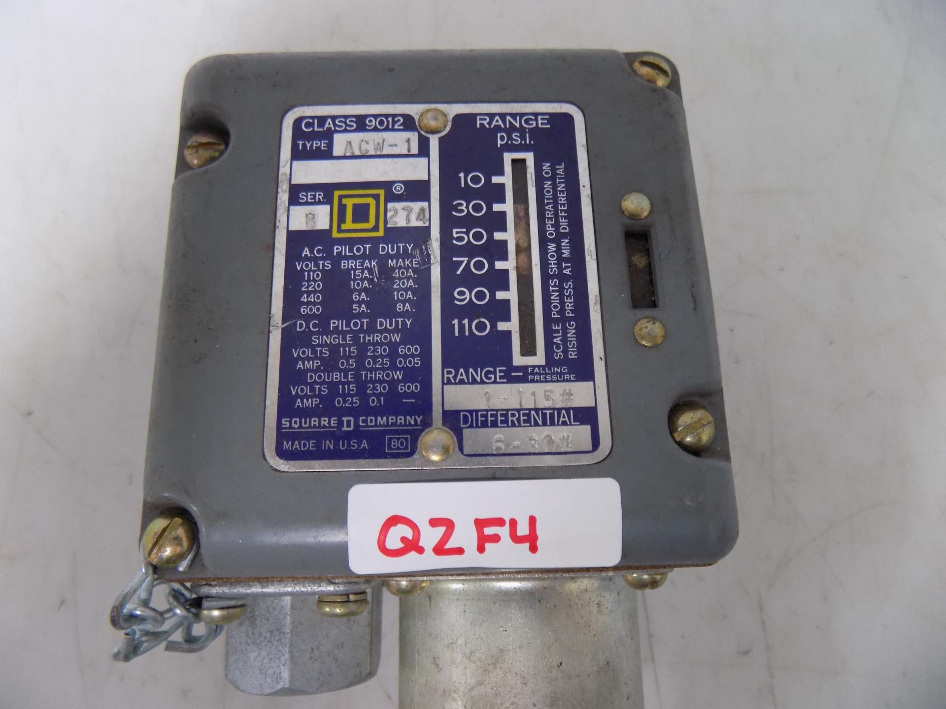 SQUARE D DIFFERENTIAL PRESSURE SWITCH 9012 ACW1 eBay