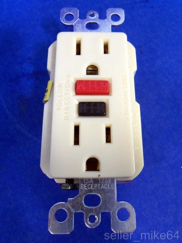 LEVITON IVORY GROUND FAULT CIRCUIT INTERRUPTER, 15A-125V RECEPTACLE