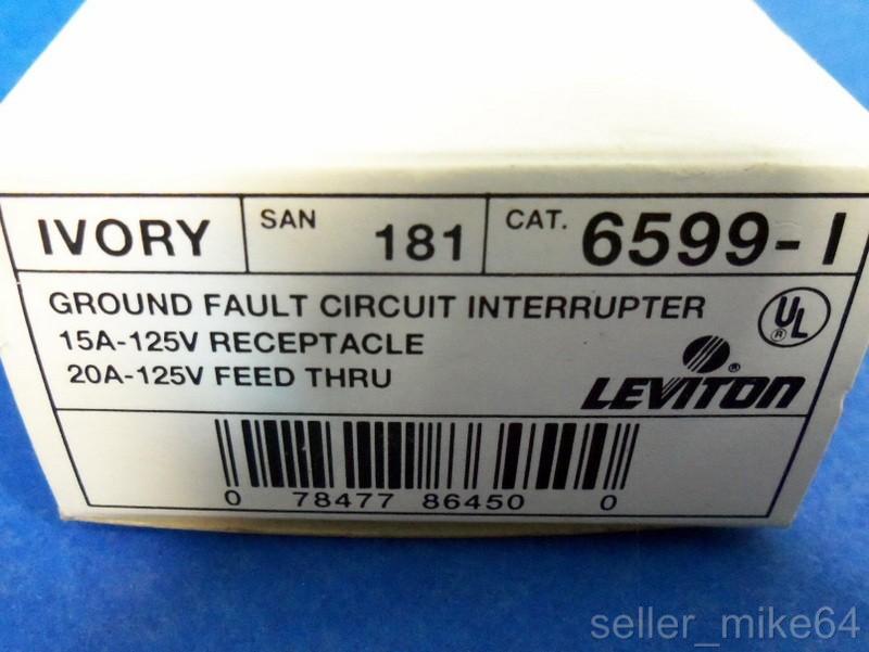 LEVITON IVORY GROUND FAULT CIRCUIT INTERRUPTER, 15A125V RECEPTACLE 6599I *PZF* eBay