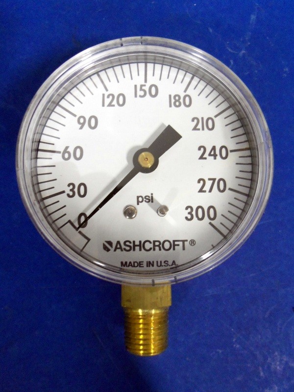 ASHCROFT PRESSURE GAUGE 0300 PSI 1/4" NPT 25W1005H02L, NIB *PZF
