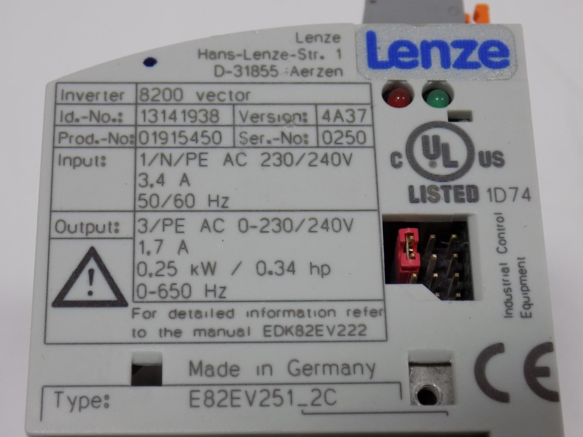 Details About Lenze 8200 Vector Inverter E82ev251 2c