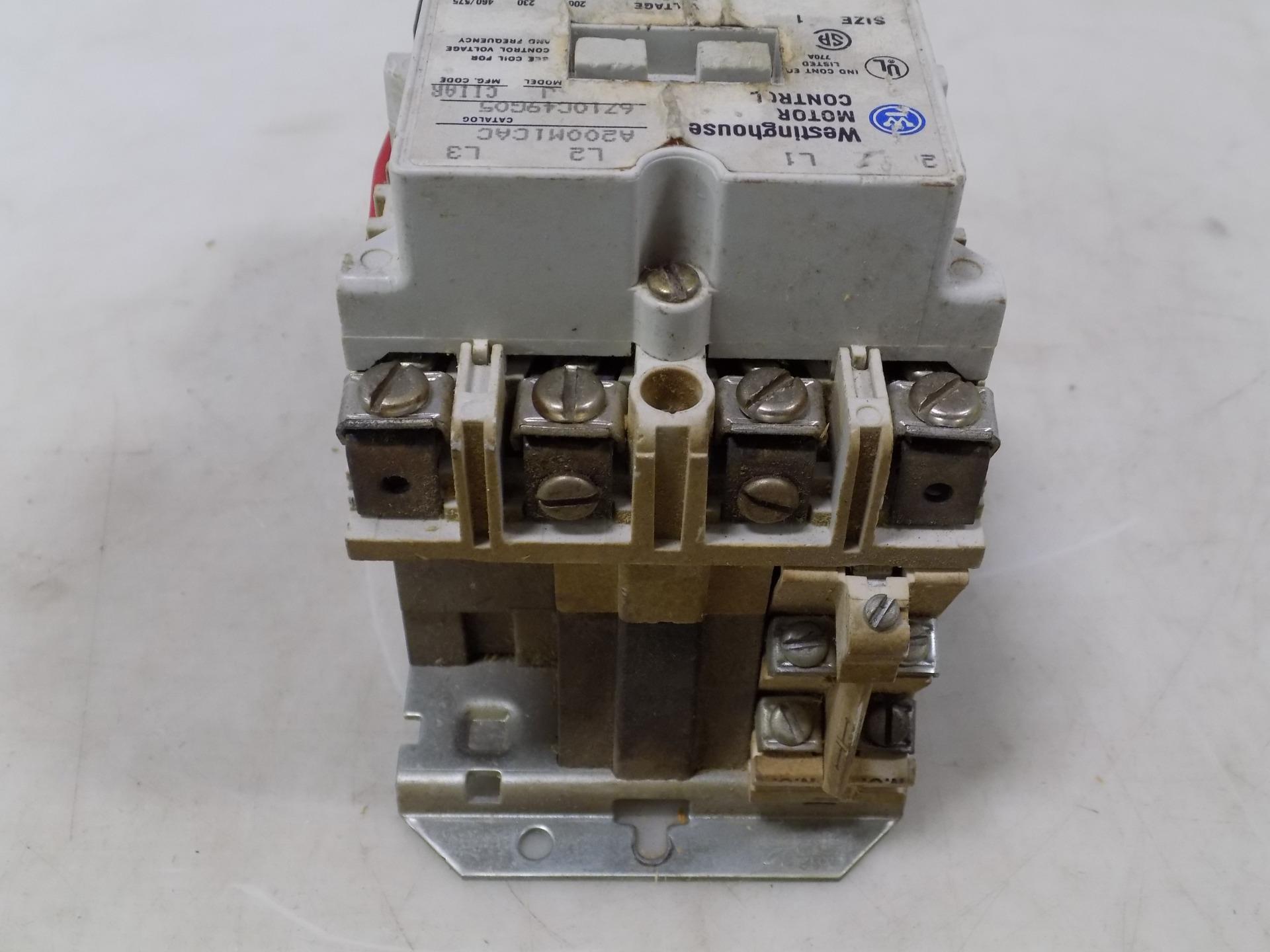 WESTINGHOUSE A200M1CAC MOTOR STARTER MODEL J W//BA13A THERMAL OVERLOAD RELAY
