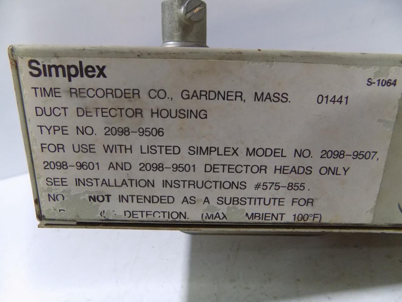 Simplex Duct Detector Housing 2098 9506 Ebay