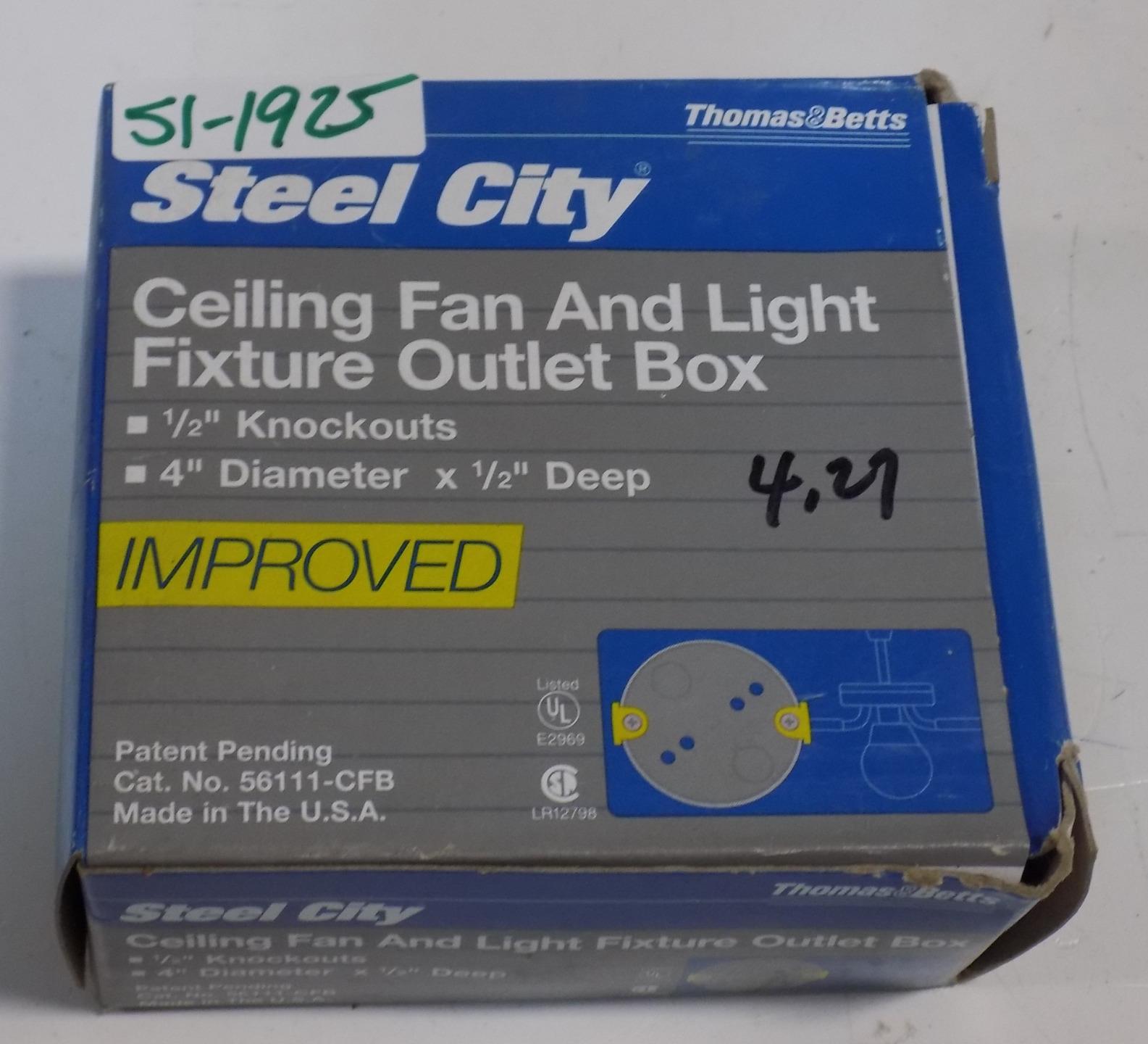 Thomas Betts Steel City Ceiling Fan Light Fixture Outlet Box