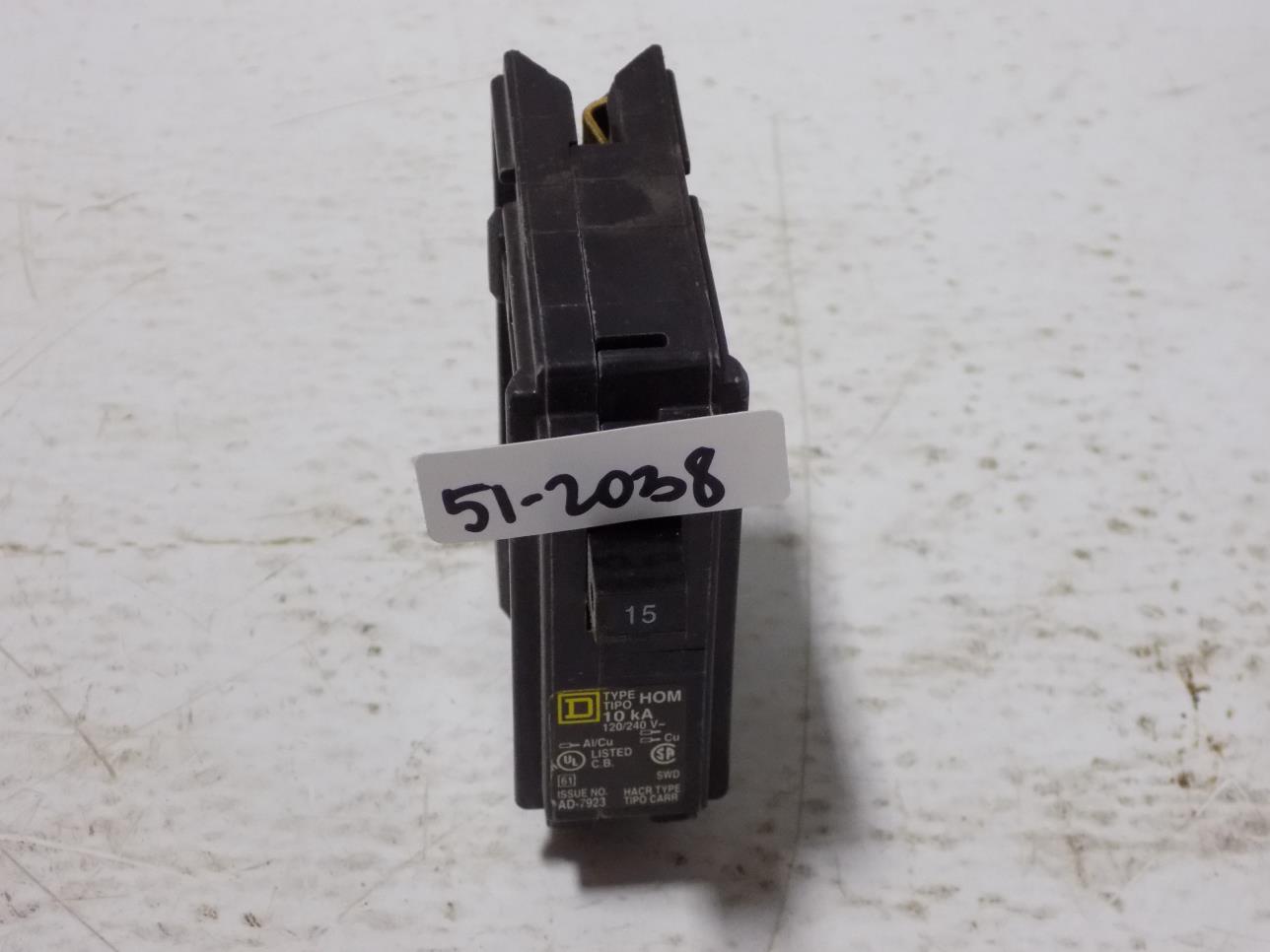 SQUARE D TYPE HOM120 1POLE 20AMP 120//240V CIRCUIT BREAKER w25