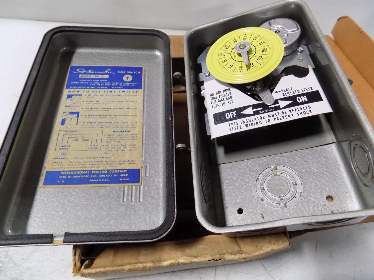 INTERMATIC SINGLE POLE SINGLE THROW 40AMP TIME SWITCH T101R NIB