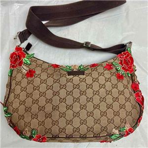 GUCCI バンビ フラワー グッチ GUCCI フラワー バンブー ショルダーバッグ キャンバス