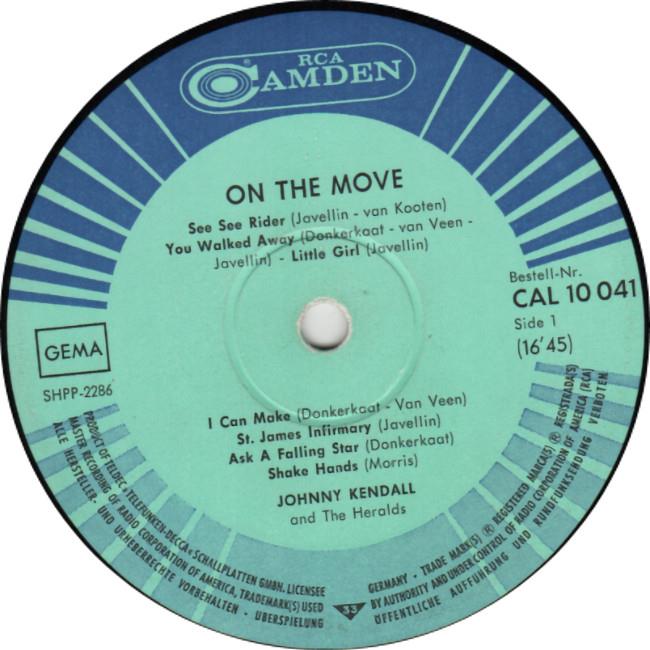 JOHNNY KENDALL & the HERALDS On The Move 1965 or. RARE Germany lp